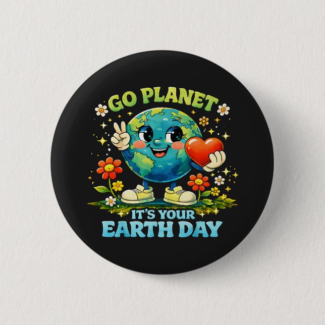  Geh Planet Erde Tag grün Button (Vorderseite)