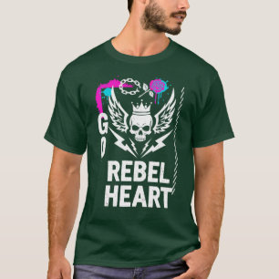 Geh Rebellen-Herz-Schädel-Flügel Punk- Street-Art T-Shirt