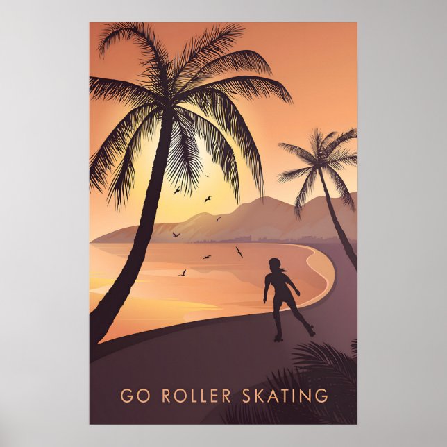 Geh Rollschuhfahren Reiseplakat Poster (Vorne)