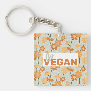 Geh Vegan! Hübscher Retro-Mutation der Blume der 1 Schlüsselanhänger