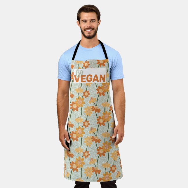 Geh vegan! Hübscher Retro-Mutation der Blume der 1 Schürze (Getragen)