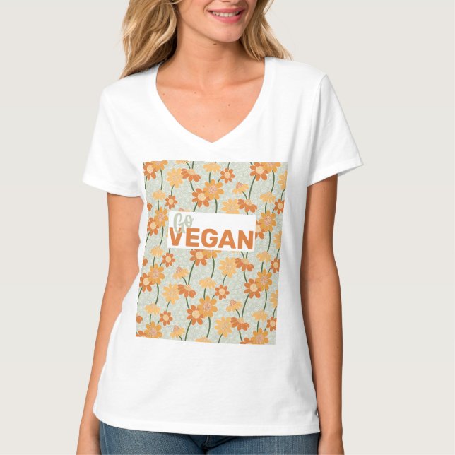 Geh Vegan! Hübscher Retro-Mutation der Blume der 1 T-Shirt (Vorderseite)