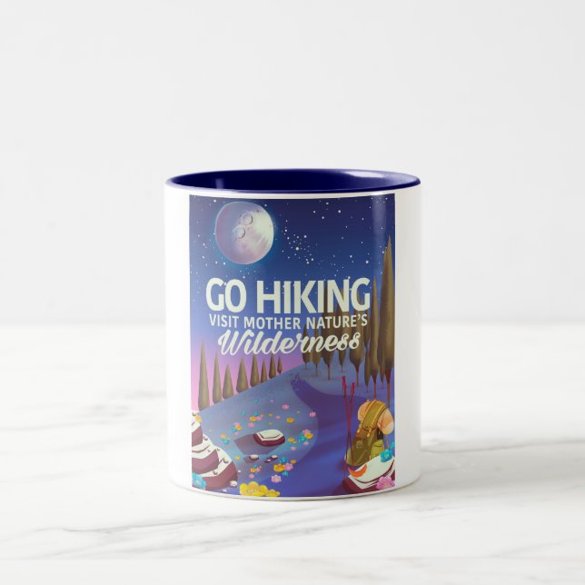 Geh wandern! (Nachtausgabe) Zweifarbige Tasse (Mittel)