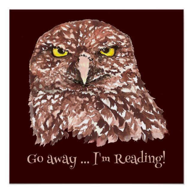 Geh weg, ich lese gerade! Grumpy Owl Spaß Zitat Poster (Vorderseite)