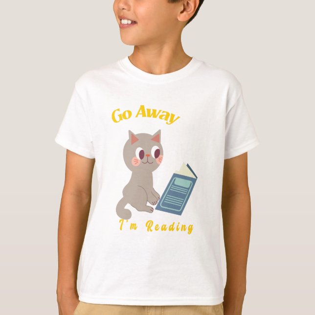 Geh weg, ich lese lustige Katzen-Reading T-Shirt (Vorderseite)