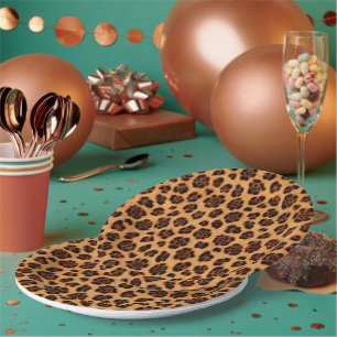 Geh wild Leoparden-Druck Gold Braun Orange Fell-Lo Pappteller