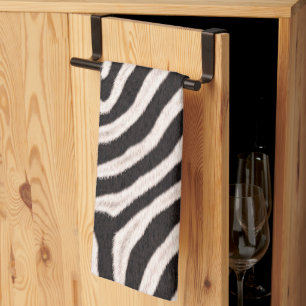 Geh wild Zebra Streifen Schwarz Weiß Faux Fell Opt Geschirrtuch