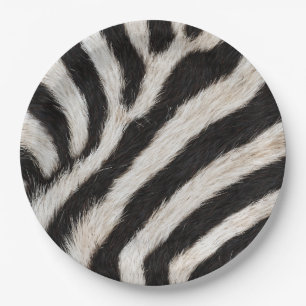Geh wild Zebra Streifen Schwarz Weiß Faux Fell Opt Pappteller