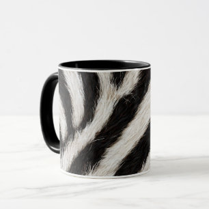 Geh wild Zebra Streifen Schwarz Weiß Faux Fell Opt Tasse