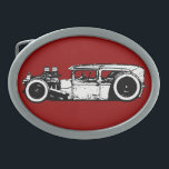 Gehacktes frisiertes Auto/Ratte Rod Silouette Ovale Gürtelschnalle<br><div class="desc">Entwurf basiert auf einem Johnny-Abbruchs-Foto. Dieses Schwarze,  weiß und Rot - frisiertes Auto/Ratte Rod helfen nicht nur,  jene Jeans oben zu behalten,  aber tun es auch mit Art! :) ></div>