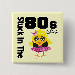 Gehaftet im 80er Küken Button