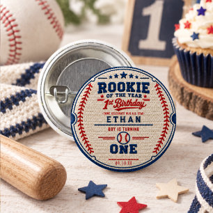 Gehäkelt Baseball-Ticket 1. Geburtstag Baby Junge Button
