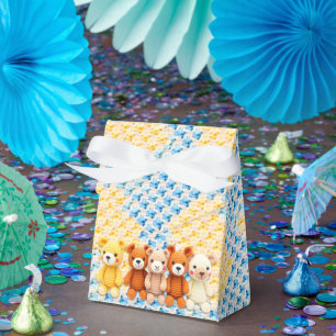 Gehäkelte Kuscheltiere Blau und Gelb Geschenkschachtel