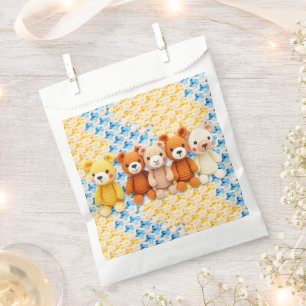 Gehäkelte Kuscheltiere Blau und Gelb Geschenktütchen