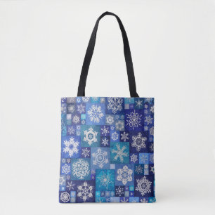 Gehäkelte Schneeflocken Blau Digital Patchwork