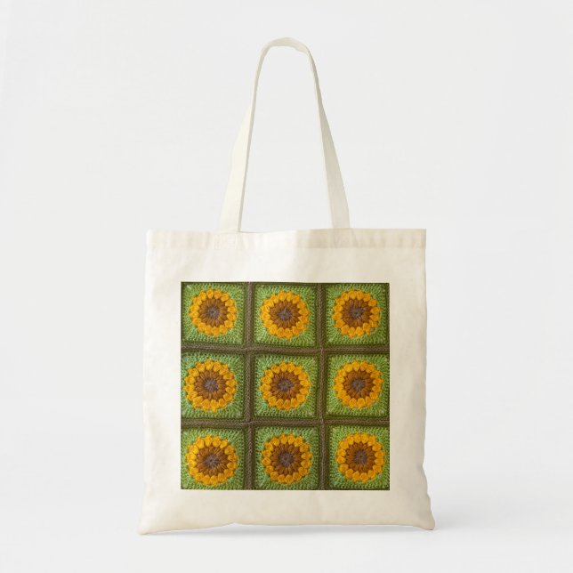 Gehäkelte Sonnenblumen-Tasche Tragetasche (Vorne)