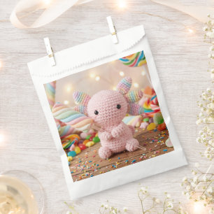 Gehäkeltel Rosa Axolotl Pastell Süßigkeiten Pappte Geschenktütchen