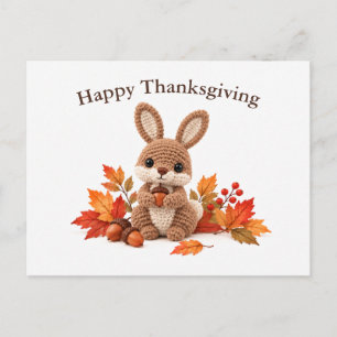 Gehäkelter Hase Happy Thanksgiving Postkarte