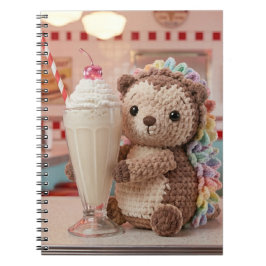 Gehäkelter Igel und Milchshake im Retro-Diner Notizblock
