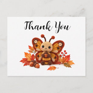 Gehäkelter Schmetterling Herbst Dankeschön Postkarte