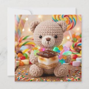 Gehäkelter Teddybär mit S'more in einem Candy Land