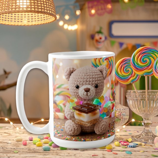 Gehäkelter Teddybär mit S'more personalisiert Kaffeetasse (Von Creator hochgeladen)