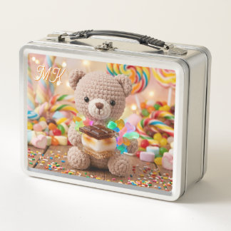 Gehäkelter Teddybär mit S'more personalisiert Metall Brotdose
