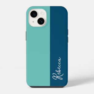 Gehäuse Minze und Blauer Farbblock iPhone 14 Hülle