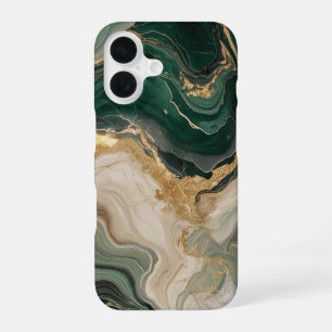 Gehäuse mit grünem Marmormuster iPhone 16 Hülle