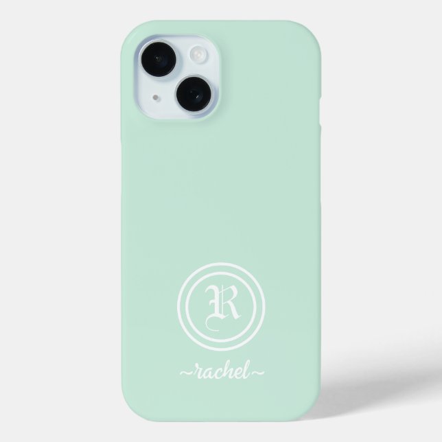 Gehäuse mit individueller Mini-Grün-Monogramm-Tast Case-Mate iPhone Hülle (Rückseite)