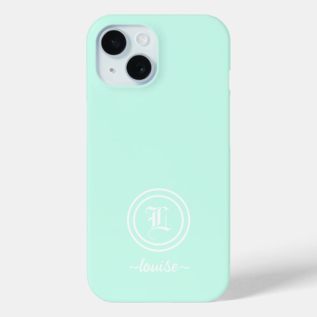 Gehäuse mit individueller Mini-Grün-Monogramm-Tast Case-Mate iPhone Hülle (Rückseite)