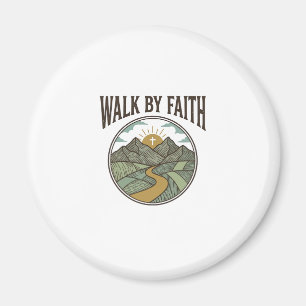 Gehe auf Glauben christlicher Bergpfad Vektor Magnet