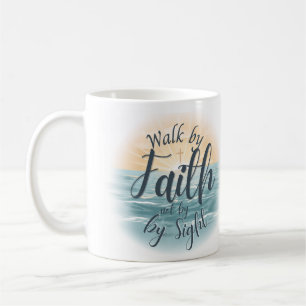 Gehe im Glauben, nicht im Anblick Christliches Bib Kaffeetasse