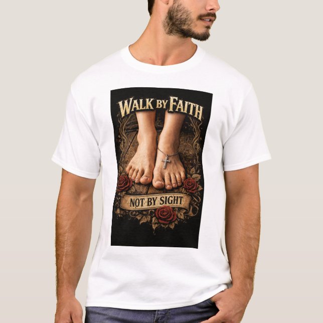 Gehe im Glauben & Römer 10,15 T-Shirt (Vorderseite)