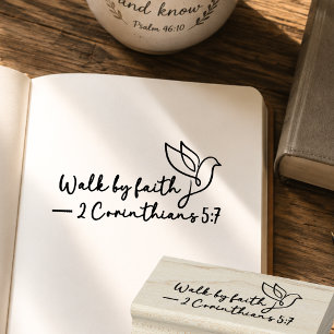 Gehe im Glauben Taube Schrift Minimalistischer Chr Gummistempel