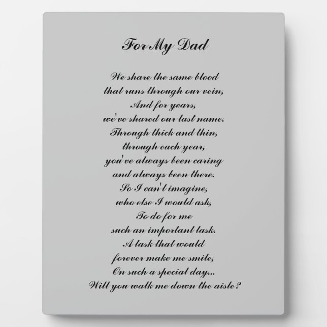 "Gehe mir den Gang hinunter?" Tafel Fotoplatte (Vorderseite)