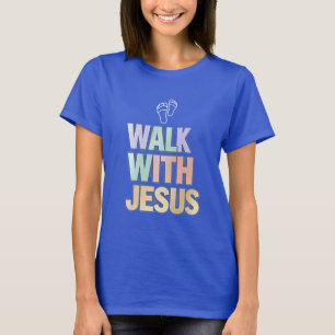 Gehe mit Jesus Christlicher Glaube Pastell Grafik T-Shirt