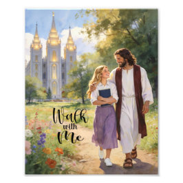 'Gehe mit mir' Christus und Mädchen Foto Druck