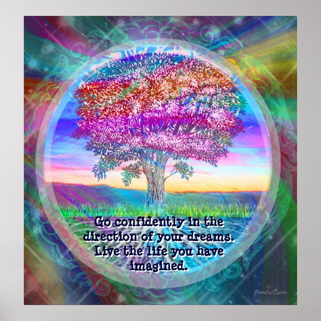 Gehe selbstbewusst in die Richtung deiner Träume.  Poster (Vorne)