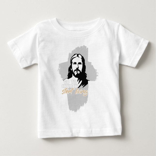 Gehe zur Kirche...! Jesus Christus. Christlicher P Baby T-shirt (Vorderseite)