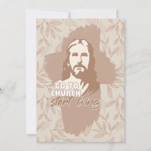 Gehe zur Kirche...! Jesus Christus. Christlicher P Einladung