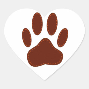 geheftete Felt Dog Paw Print Herz-Aufkleber