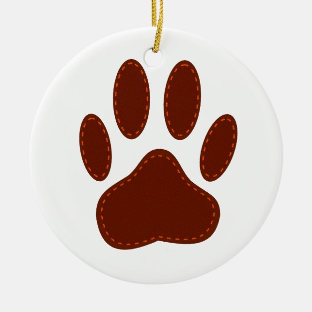 geheftete Felt Dog Paw Print Keramik Ornament (Vorne)