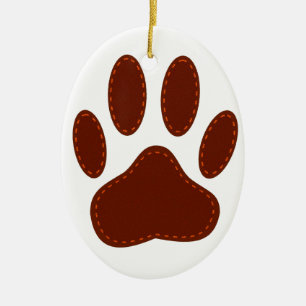 geheftete Felt Dog Paw Print Keramik Ornament