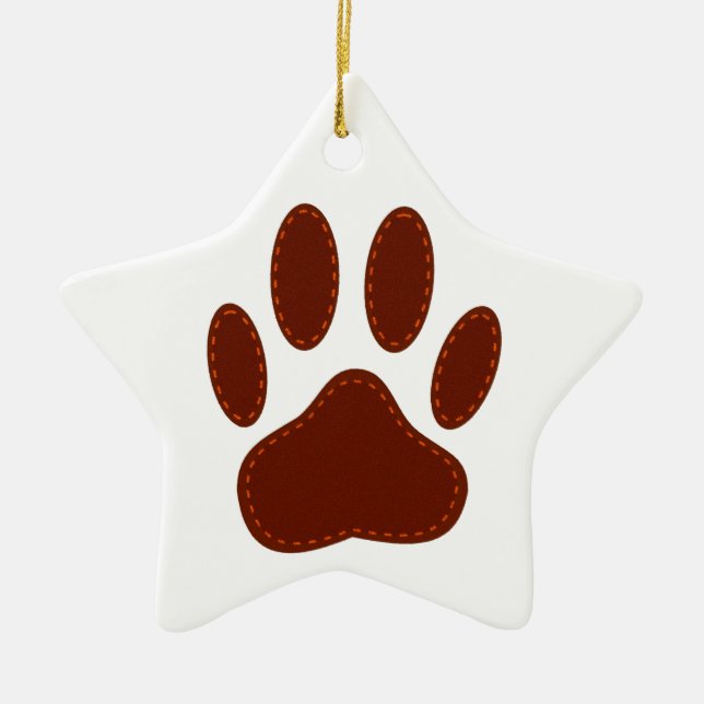 geheftete Felt Dog Paw Print Keramik Ornament (Vorne)