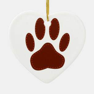 geheftete Felt Dog Paw Print Keramikornament