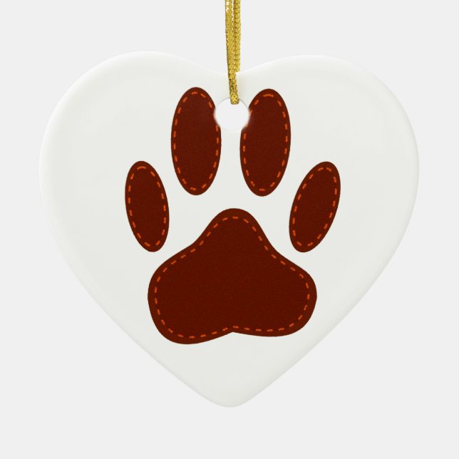 geheftete Felt Dog Paw Print Keramikornament (Vorne)