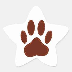 geheftete Felt Dog Paw Print Stern-Aufkleber