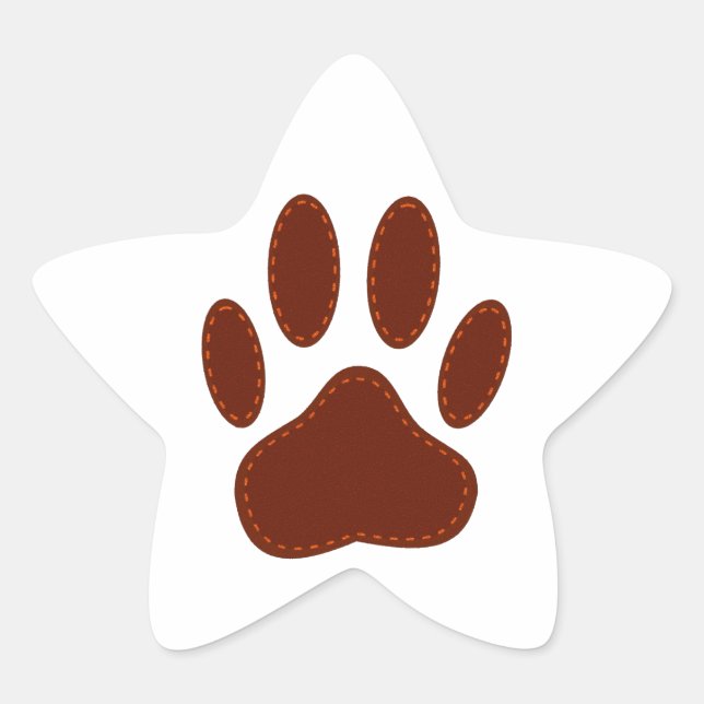 geheftete Felt Dog Paw Print Stern-Aufkleber (Vorderseite)