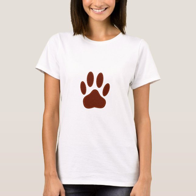 geheftete Felt Dog Paw Print T-Shirt (Vorderseite)